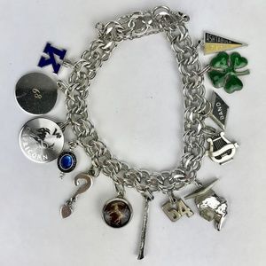 Vintage ELCO 925 Sterling Double 13 Charm Bracelet